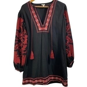 Talitha Embroidered Mini Dress Size L Color Black/Red
